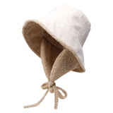 Maxbell Autumn Winter Hat Fisherman Hat Plush Bucket Hat for Teens Camping Outdoor White