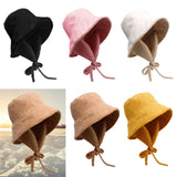 Maxbell Autumn Winter Hat Fisherman Hat Plush Bucket Hat for Teens Camping Outdoor Yellow