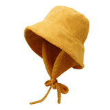 Maxbell Autumn Winter Hat Fisherman Hat Plush Bucket Hat for Teens Camping Outdoor Yellow