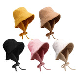 Maxbell Autumn Winter Hat Fisherman Hat Plush Bucket Hat for Teens Camping Outdoor Yellow