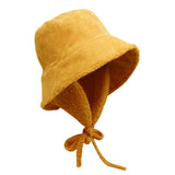 Maxbell Autumn Winter Hat Fisherman Hat Plush Bucket Hat for Teens Camping Outdoor Yellow