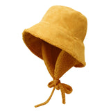 Maxbell Autumn Winter Hat Fisherman Hat Plush Bucket Hat for Teens Camping Outdoor Yellow