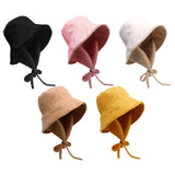 Maxbell Autumn Winter Hat Fisherman Hat Plush Bucket Hat for Teens Camping Outdoor Yellow