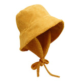 Maxbell Autumn Winter Hat Fisherman Hat Plush Bucket Hat for Teens Camping Outdoor Yellow