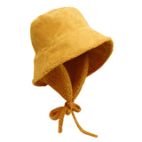 Maxbell Autumn Winter Hat Fisherman Hat Plush Bucket Hat for Teens Camping Outdoor Yellow