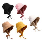 Maxbell Autumn Winter Hat Fisherman Hat Plush Bucket Hat for Teens Camping Outdoor Yellow