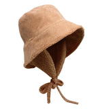 Maxbell Autumn Winter Hat Fisherman Hat Plush Bucket Hat for Teens Camping Outdoor Khaki