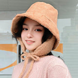 Maxbell Autumn Winter Hat Fisherman Hat Plush Bucket Hat for Teens Camping Outdoor Khaki