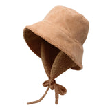 Maxbell Autumn Winter Hat Fisherman Hat Plush Bucket Hat for Teens Camping Outdoor Khaki