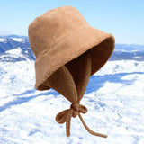 Maxbell Autumn Winter Hat Fisherman Hat Plush Bucket Hat for Teens Camping Outdoor Khaki