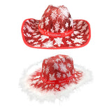 Maxbell Western Cowboy Hat Wide Brim Cowgirl Hat for Christmas Carnival Costume Plain Brim