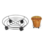 Maxbell Metal Iron Potted Planter Stand Holder 36cm with Wheels Rotation 360 Degree No Locking