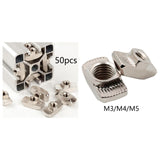 Maxbell 50Pcs Carbon Steel T Nuts Assortment High Strength for Woodworking 20 Series M3