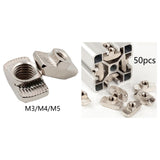Maxbell 50Pcs Carbon Steel T Nuts Assortment High Strength for Woodworking 20 Series M3