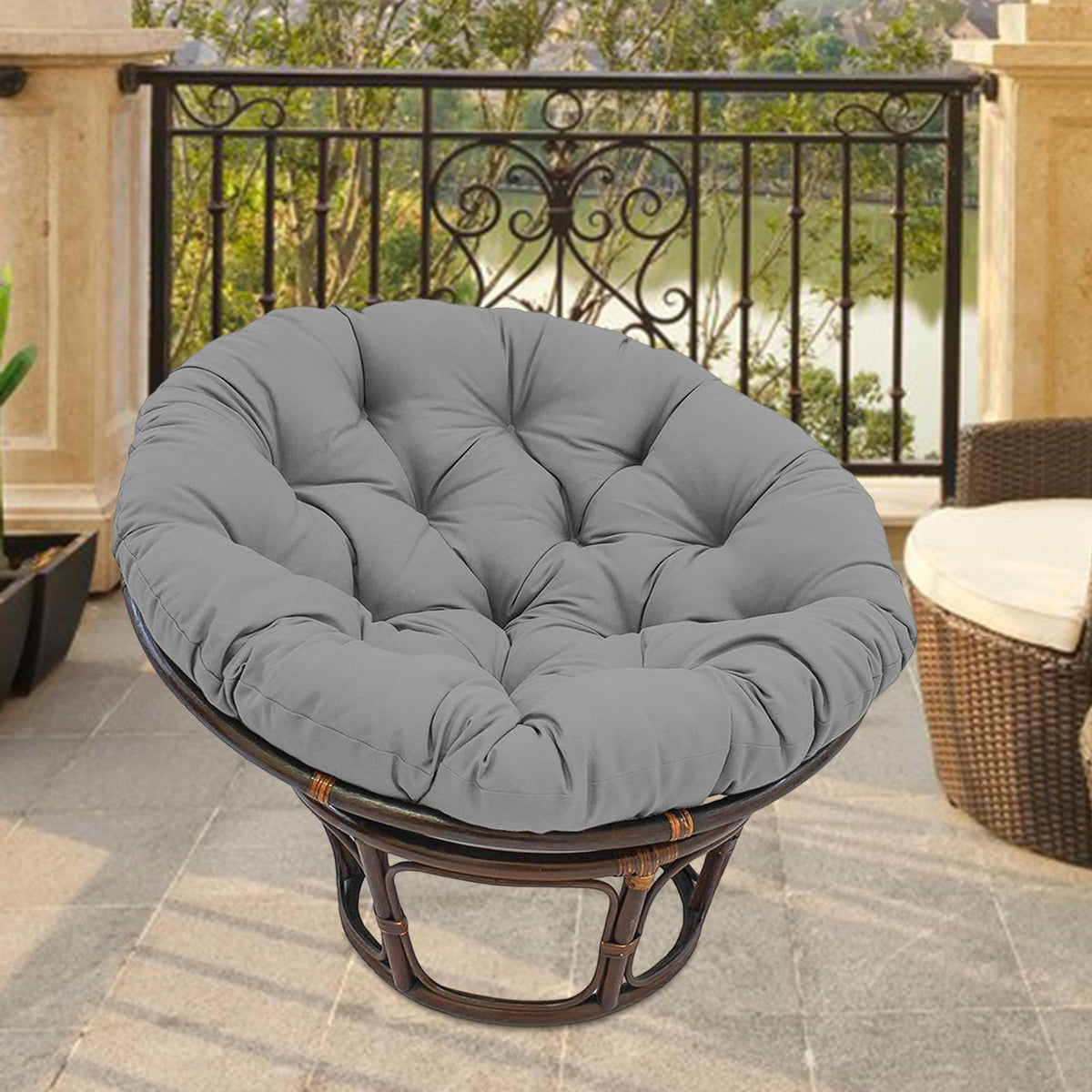 Maxbell Outdoor Seat Cushion Chair Pads Round Waterproof Chair Pads for Hammock Dark Gray