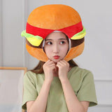 Maxbell Cute Short Plush Hat Hamburger Headgear One Stuffed Plush Toys Party Novelty