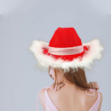 Maxbell Red Cowgirl Hat Wide Brim Western Supply Princess for Christmas Party Women