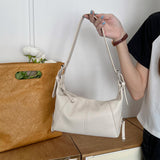 Maxbell Women Girls Dumpling Bun Wallet Big Capacity Beach PU Leather Shoulder Bag White