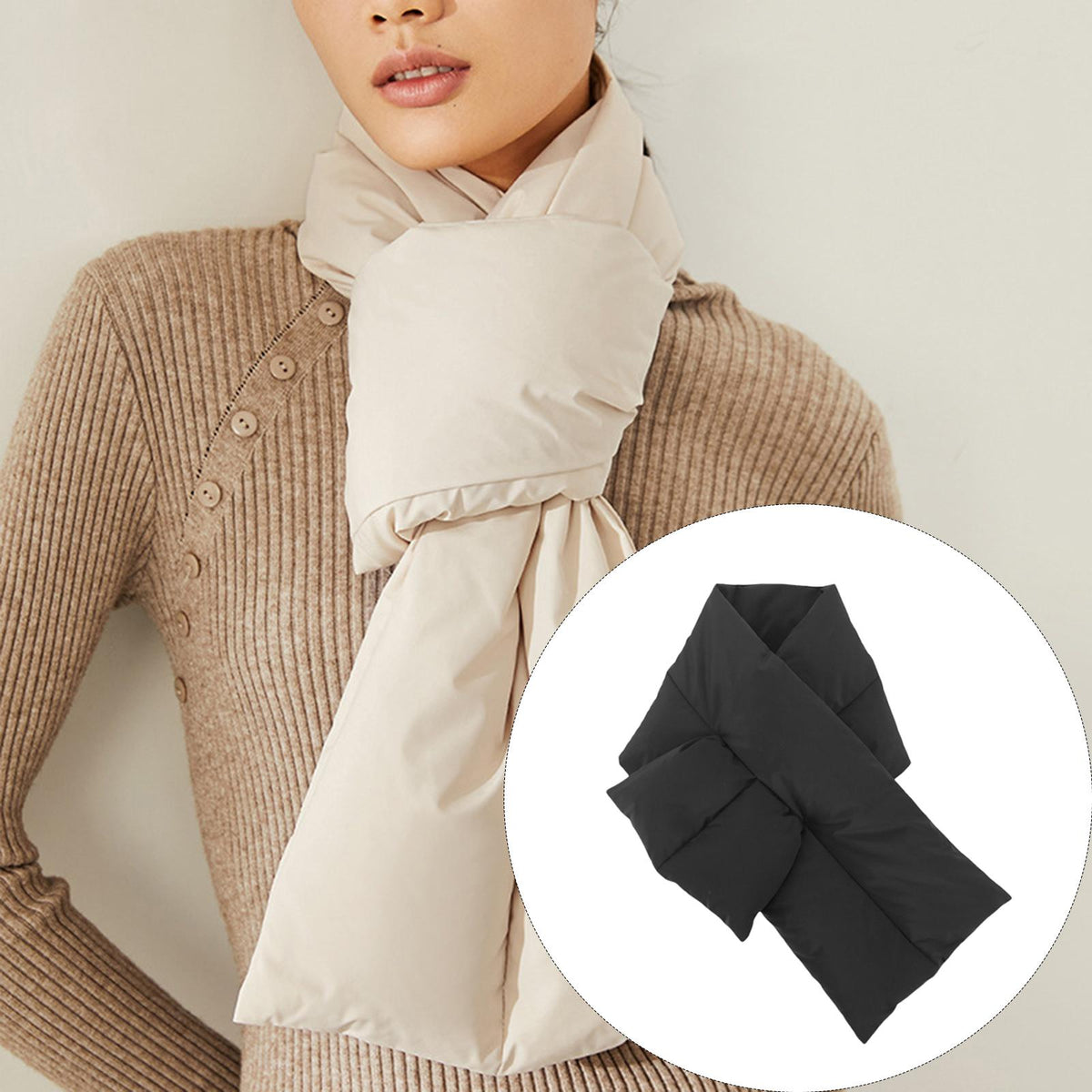 Maxbell Warm Down Scarf Neutral Comfortable Simple Fashion for Trip Climbing Fishing Black