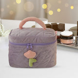 Maxbell Fashion Cosmetic Bag Pouch Organizer Zipper Corduroy Toiletry Bag violet