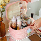 Maxbell Fashion Cosmetic Bag Pouch Organizer Zipper Corduroy Toiletry Bag pink