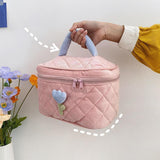 Maxbell Fashion Cosmetic Bag Pouch Organizer Zipper Corduroy Toiletry Bag pink