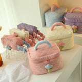 Maxbell Fashion Cosmetic Bag Pouch Organizer Zipper Corduroy Toiletry Bag pink