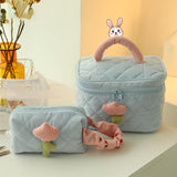 Maxbell Fashion Cosmetic Bag Pouch Organizer Zipper Corduroy Toiletry Bag blue