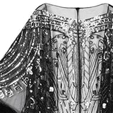 Maxbell 1920S Retro Sequin Beaded Shawl Long Fringed Evening Cape for Banquet Party Black Argent
