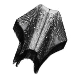 Maxbell 1920S Retro Sequin Beaded Shawl Long Fringed Evening Cape for Banquet Party Black Argent