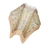 Maxbell 1920S Retro Sequin Beaded Shawl Long Fringed Evening Cape for Banquet Party Apricot