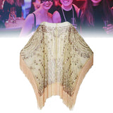 Maxbell 1920S Retro Sequin Beaded Shawl Long Fringed Evening Cape for Banquet Party Apricot