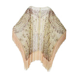 Maxbell 1920S Retro Sequin Beaded Shawl Long Fringed Evening Cape for Banquet Party Apricot