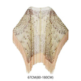 Maxbell 1920S Retro Sequin Beaded Shawl Long Fringed Evening Cape for Banquet Party Apricot