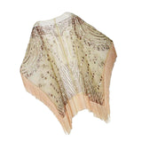 Maxbell 1920S Retro Sequin Beaded Shawl Long Fringed Evening Cape for Banquet Party Apricot