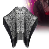 Maxbell 1920S Retro Sequin Beaded Shawl Long Fringed Evening Cape for Banquet Party Black