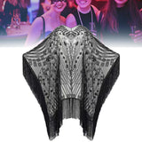 Maxbell 1920S Retro Sequin Beaded Shawl Long Fringed Evening Cape for Banquet Party Black