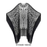 Maxbell 1920S Retro Sequin Beaded Shawl Long Fringed Evening Cape for Banquet Party Black