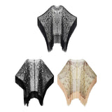 Maxbell 1920S Retro Sequin Beaded Shawl Long Fringed Evening Cape for Banquet Party Black