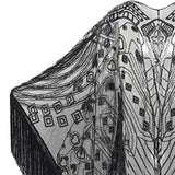 Maxbell 1920S Retro Sequin Beaded Shawl Long Fringed Evening Cape for Banquet Party Black