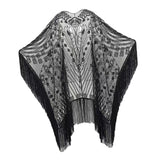 Maxbell 1920S Retro Sequin Beaded Shawl Long Fringed Evening Cape for Banquet Party Black