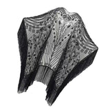 Maxbell 1920S Retro Sequin Beaded Shawl Long Fringed Evening Cape for Banquet Party Black