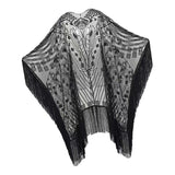 Maxbell 1920S Retro Sequin Beaded Shawl Long Fringed Evening Cape for Banquet Party Black