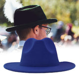 Maxbell Fashion Fedora Hat Soft Props Warm for Women Men Wedding Stage Performance Blue