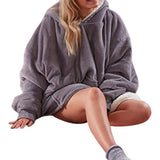 Maxbell Blanket Hoodie Sweatshirt Wearable Soft Oversized Sherpa for Adult grey