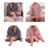 Maxbell Blanket Hoodie Sweatshirt Wearable Soft Oversized Sherpa for Adult grey