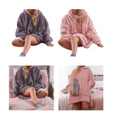 Maxbell Blanket Hoodie Sweatshirt Wearable Soft Oversized Sherpa for Adult grey