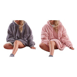 Maxbell Blanket Hoodie Sweatshirt Wearable Soft Oversized Sherpa for Adult grey
