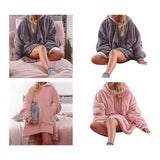 Maxbell Blanket Hoodie Sweatshirt Wearable Soft Oversized Sherpa for Adult grey