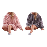 Maxbell Blanket Hoodie Sweatshirt Wearable Soft Oversized Sherpa for Adult grey